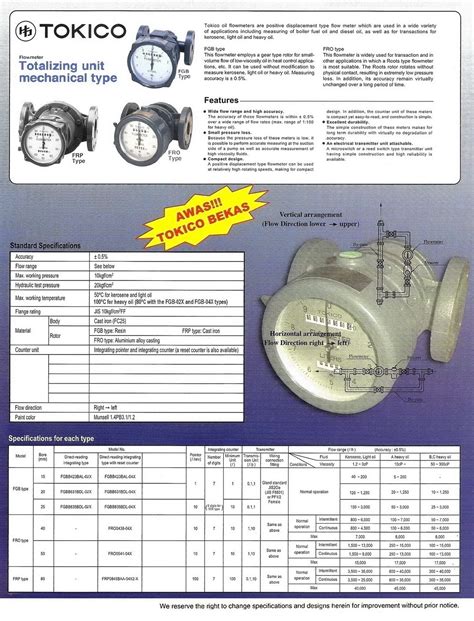 Ilustrasi Tokico Flow Meter PDF